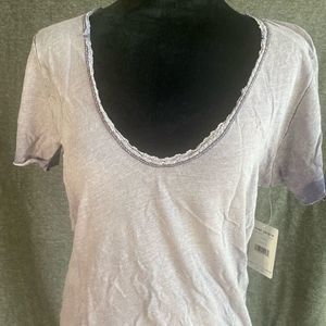 Free People Crotchet Trim T-Shirt | Lilac